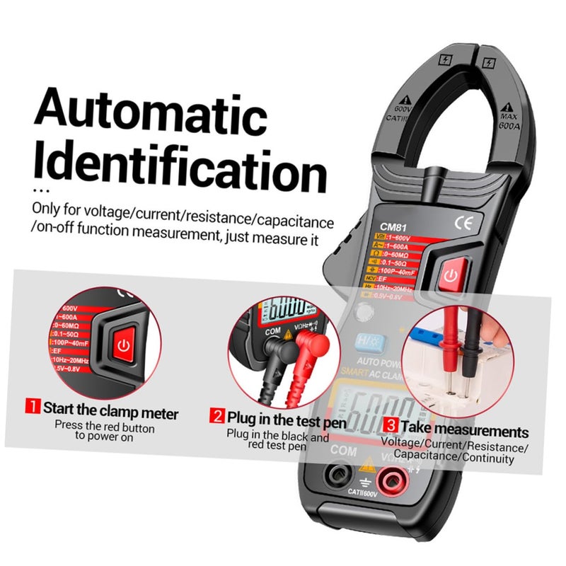 Digital Clamp Multimeter Auto Ranging NCV Voltage Detection Jaw Opening Design LED Alert - Image 2